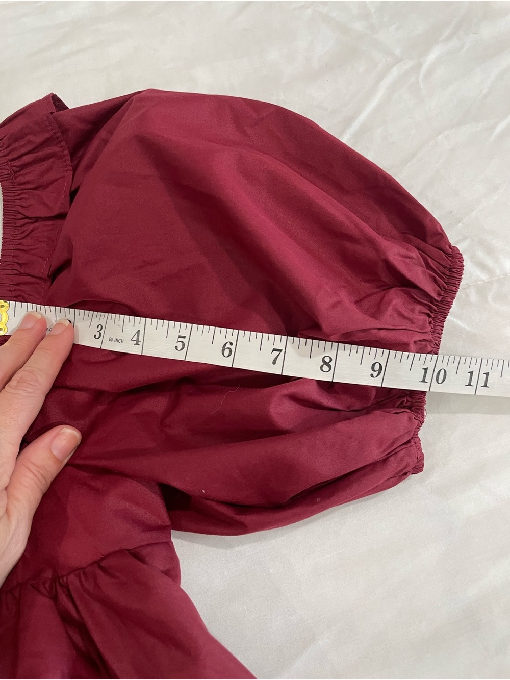 En Saison Burgundy Puff Sleeve Babydoll Flowy Top (S) - Picture 7 of 9
